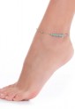 Steel Anklet With Turquoise Stones LCS3776