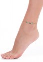 Steel Anklet With Turquoise Stones LCS3776
