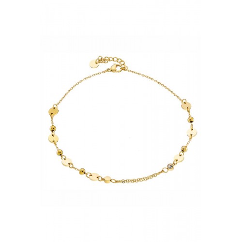 Steel Ankle Bracelet With Zircon LCS3774