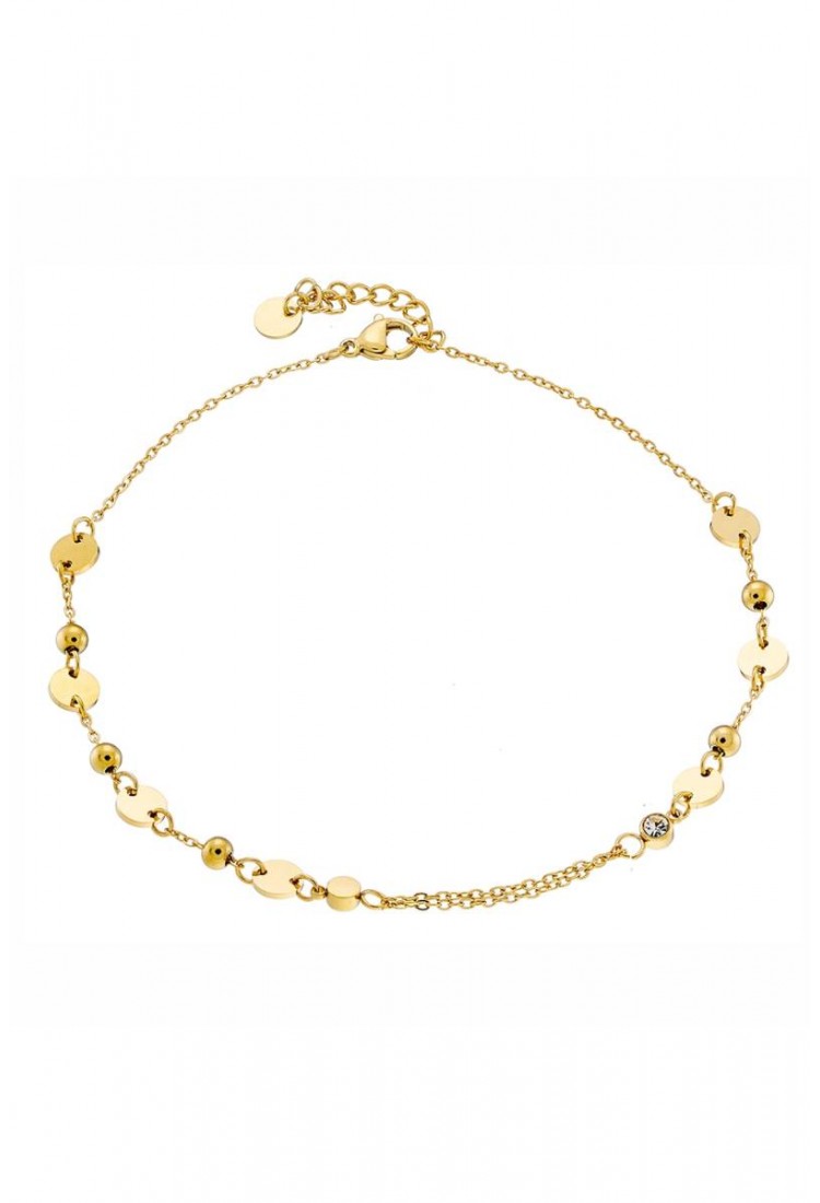 Steel Ankle Bracelet With Zircon LCS3774