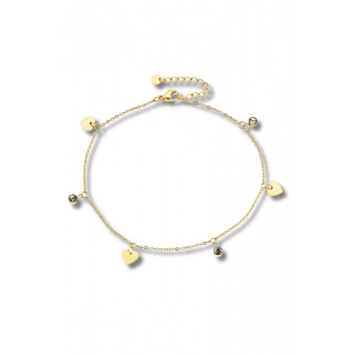 Steel Ankle Bracelet With Hearts LCS3768
