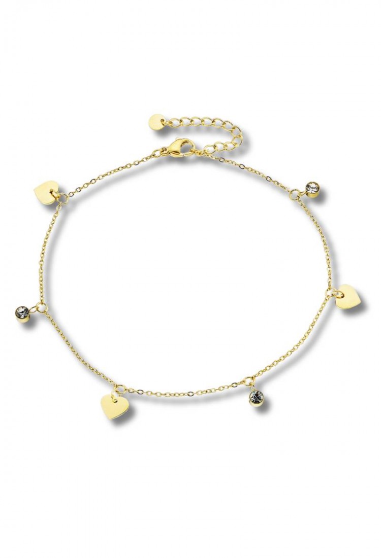 Steel Ankle Bracelet With Hearts LCS3768 Steel Ankle Bracelet With Hearts LCS3768