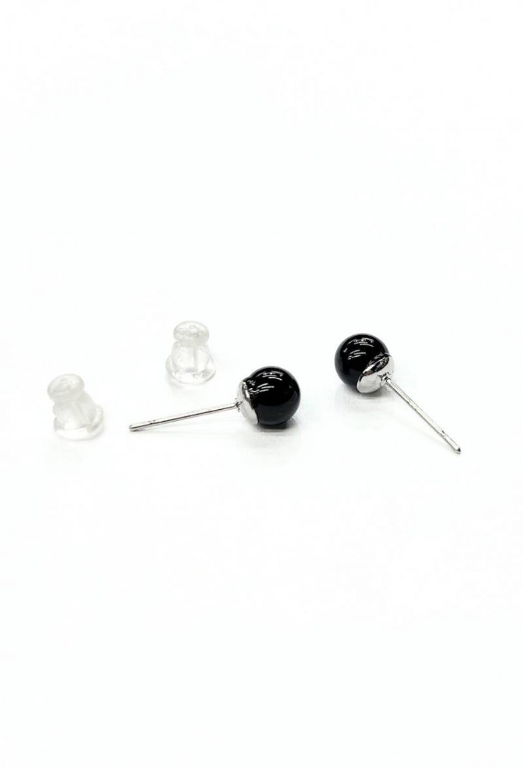 Black Ball Stud Earrings WER350