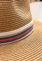 Straw Hat With Striped Ribbon 525254