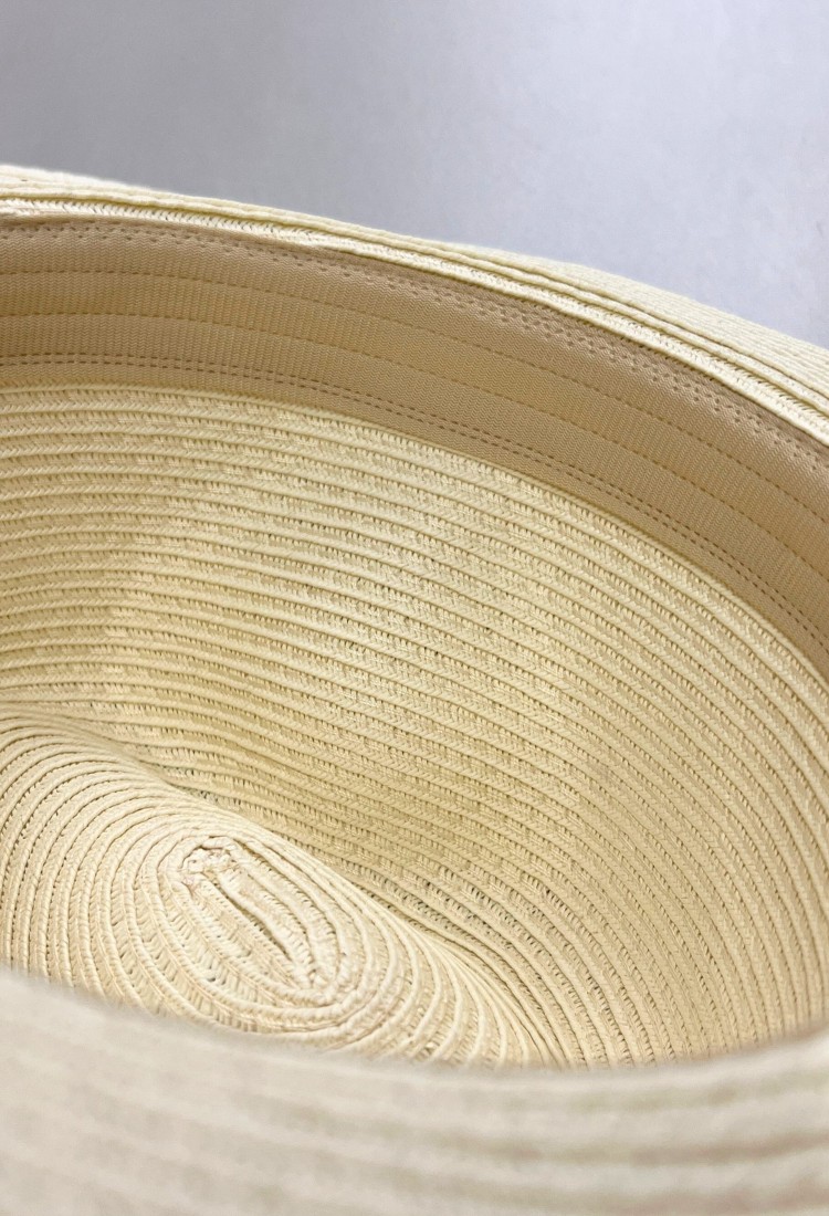 Straw Hat With Striped Ribbon 525254