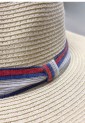 Straw Hat With Striped Ribbon 525254