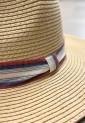 Straw Hat With Striped Ribbon 525254