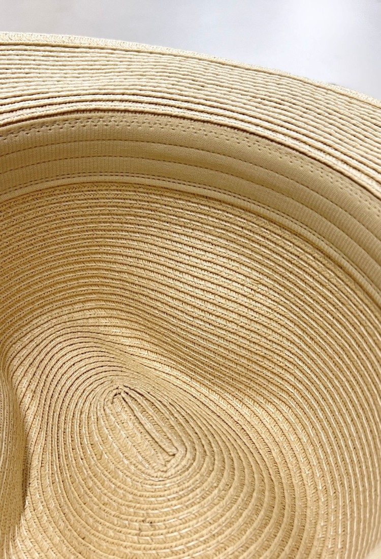 Straw Hat With Striped Ribbon 525254