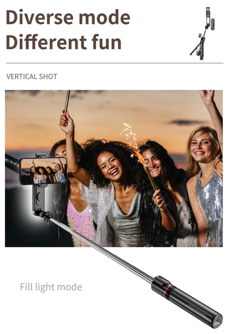 Wireless Tripod Selfie Stick With LED Light for Smartphone 525539