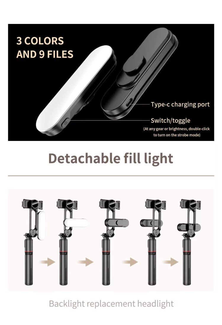Wireless Tripod Selfie Stick With LED Light for Smartphone 525539