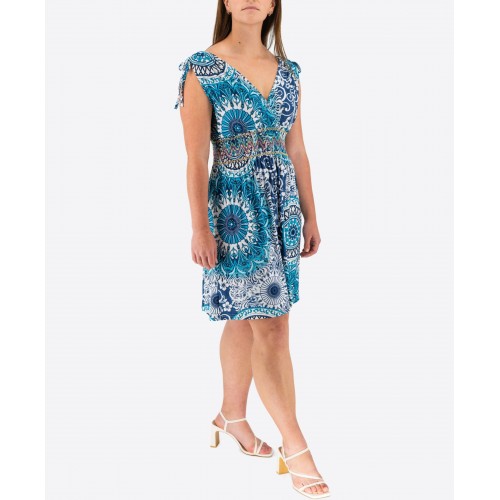 Printed Elastic Dress With Pleats 525719-2