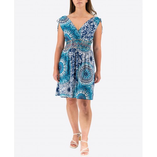 Printed Elastic Dress With Pleats 525719-2