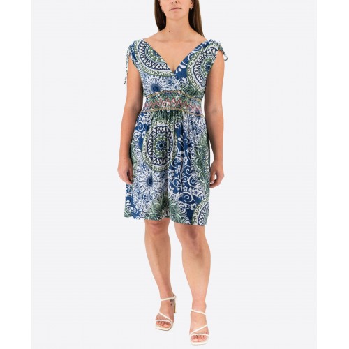 Printed Elastic Dress With Pleats 525719-3
