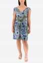 Printed Elastic Dress With Pleats 525719-3 Printed Elastic Dress With Pleats 525719-3