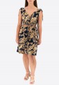 Floral Elastic Dress With Sura 525719-4 Floral Elastic Dress With Sura 525719-4