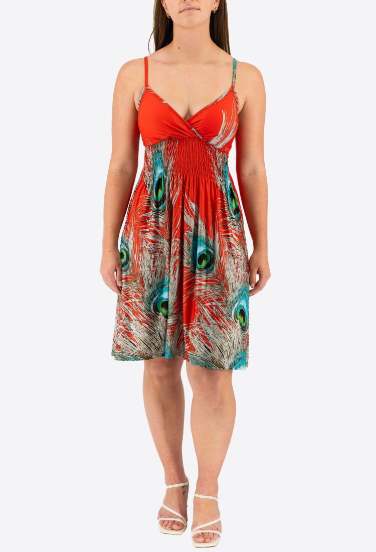 Elastic Dress With Peacock Eye 524027-4 Elastic Dress With Peacock Eye 524027-4