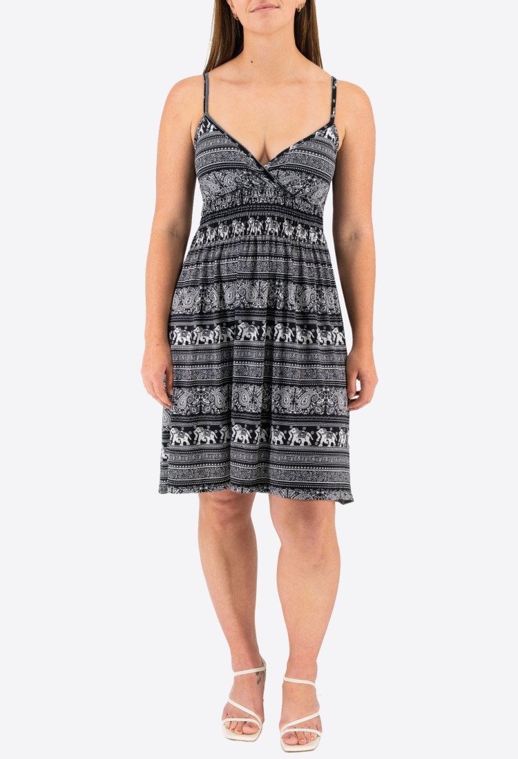 Printed Elastic Dress 524027-7 Printed Elastic Dress 524027-7