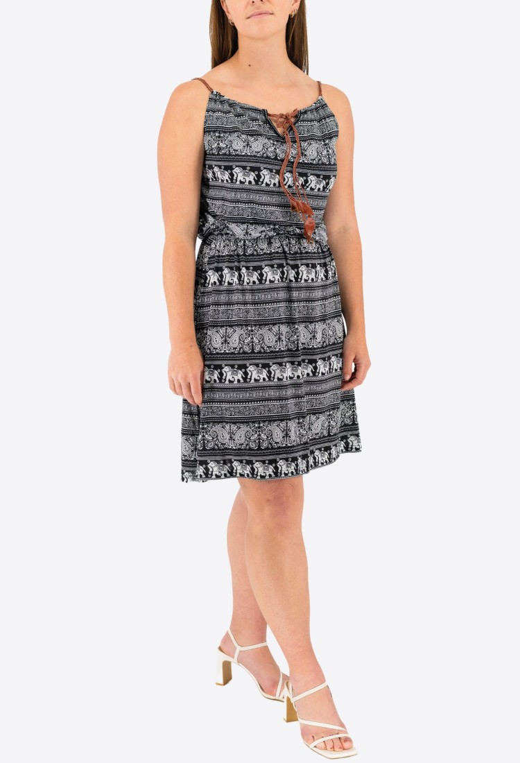Printed Elastic Mini Dress 525694-1