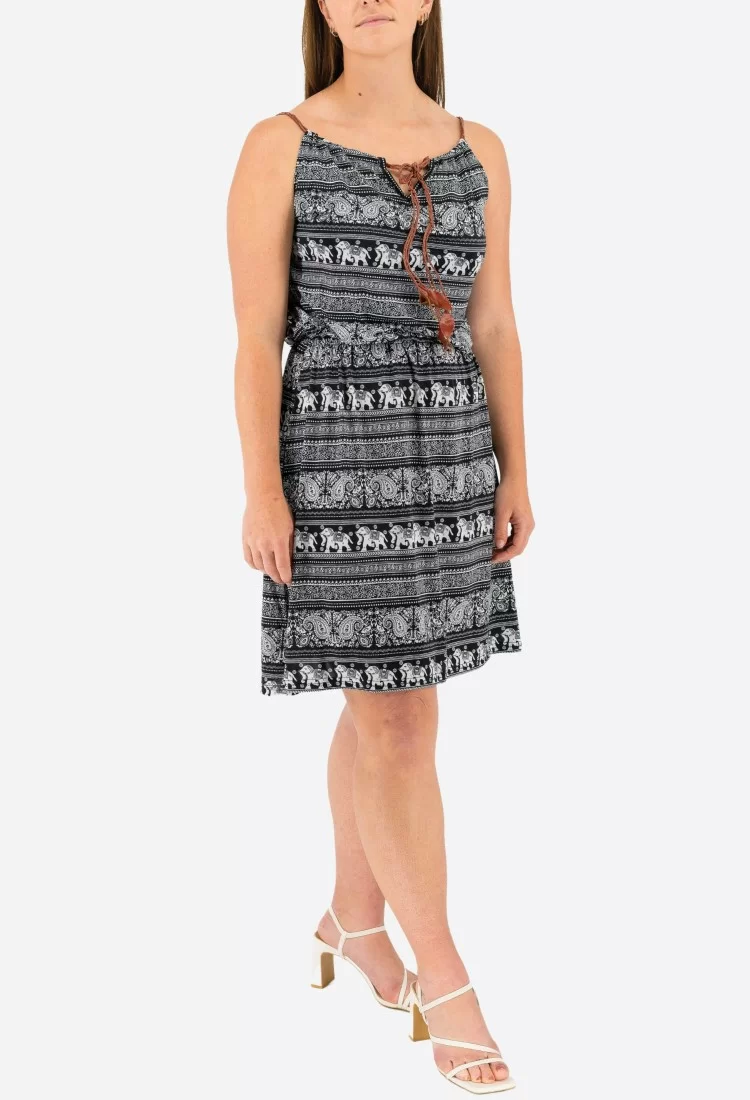 Printed Elastic Mini Dress 525694-1