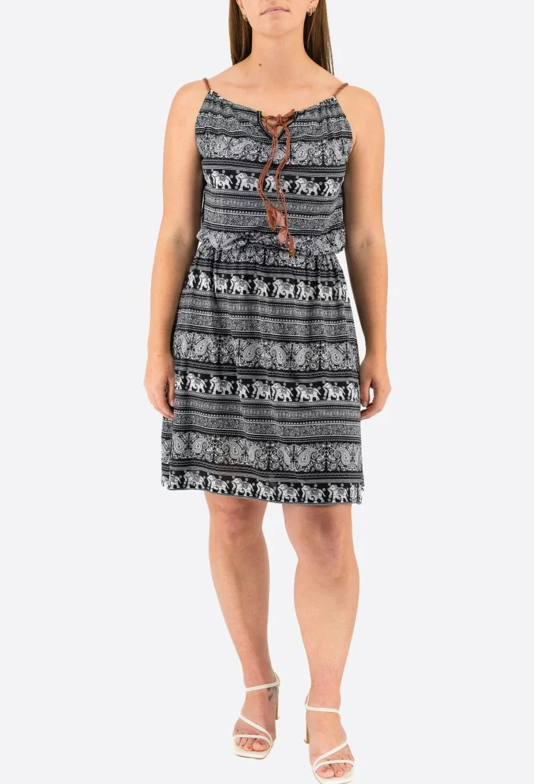 Printed Elastic Mini Dress 525694-1