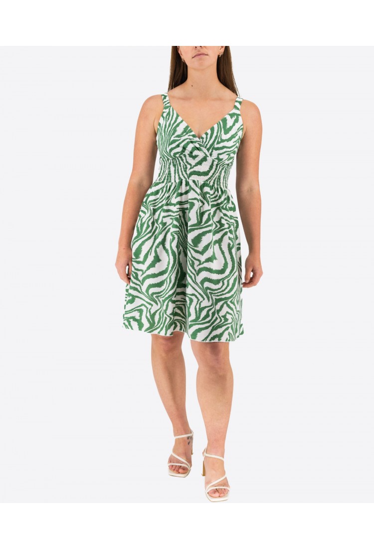 Printed Dress With Cross Bust Mini 525696-1
