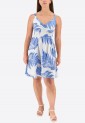 Printed Dress With Cross Bust Mini 525696-2 Printed Dress With Cross Bust Mini 525696-2