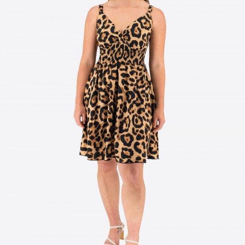 Printed Dress With Cross Bust Mini 525696-3