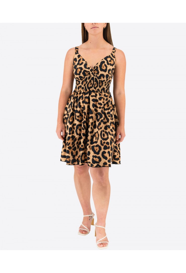 Printed Dress With Cross Bust Mini 525696-3