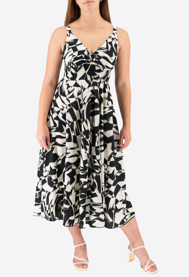 Elastic Midi Dress With Straps 524028-1 Elastic Midi Dress With Straps 524028-1