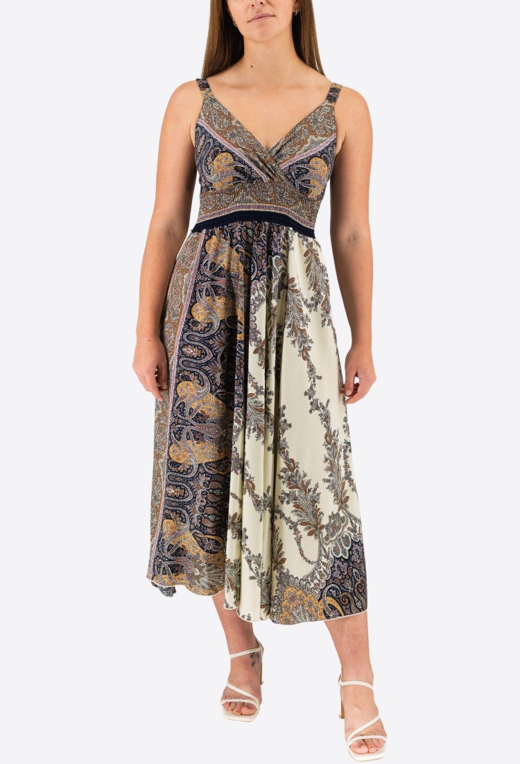 Elastic Midi Dress With Straps 524028-5 Elastic Midi Dress With Straps 524028-5