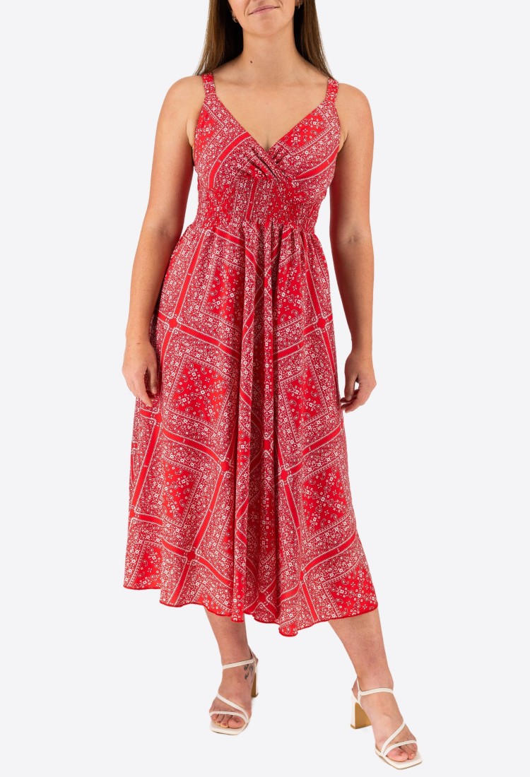 Elastic Midi Dress With Straps 524028-3 Elastic Midi Dress With Straps 524028-3