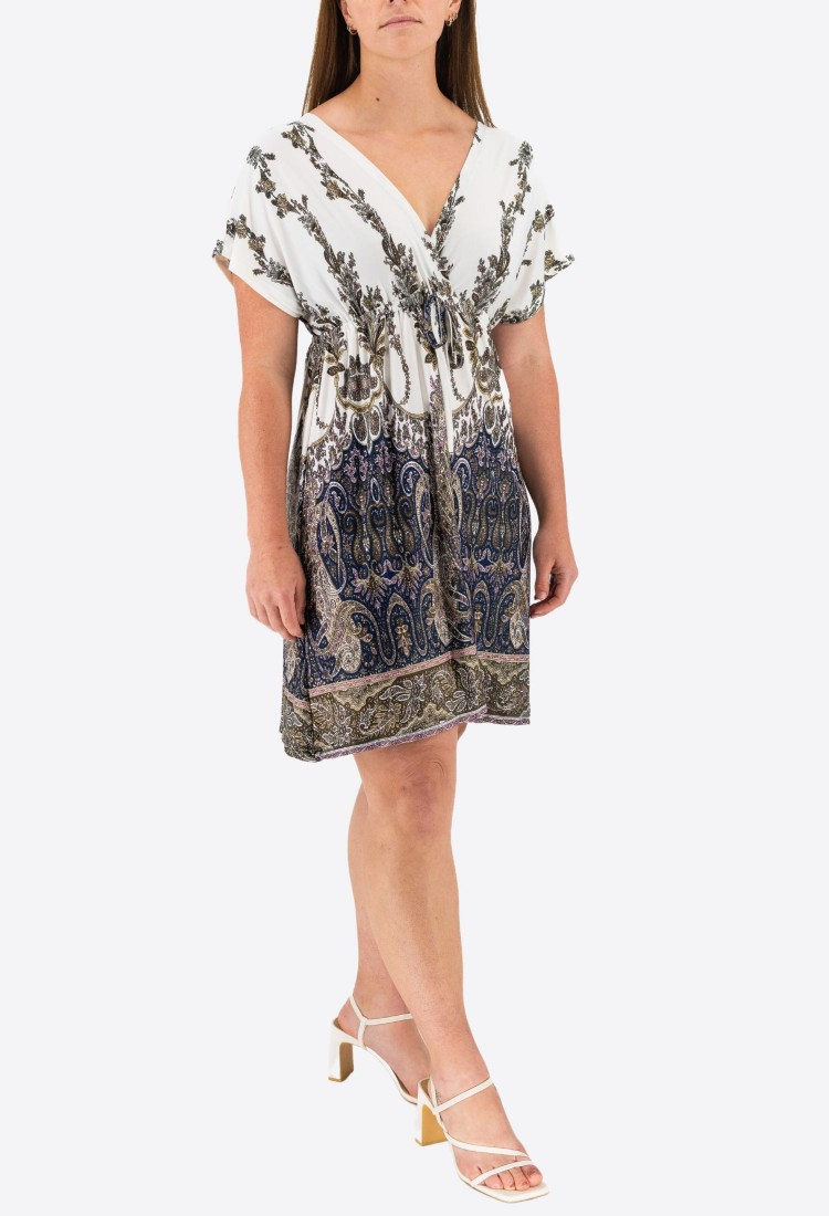 Mini Dress With Short Sleeves And Pleats 525695-3