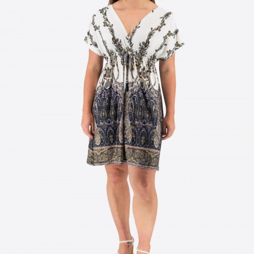 Mini Dress With Short Sleeves And Pleats 525695-3