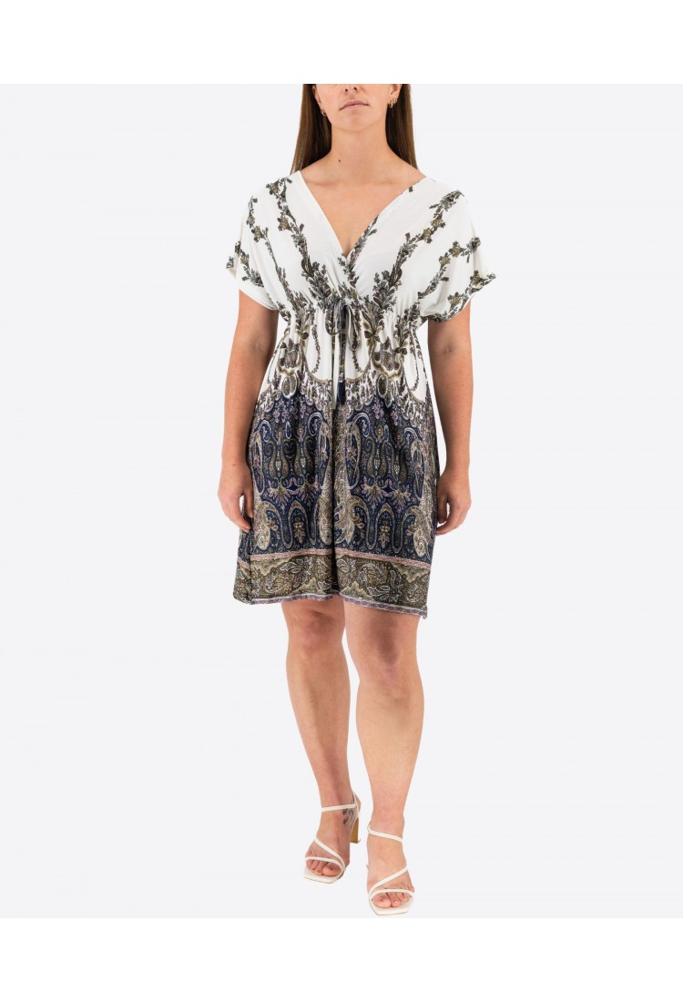 Mini Dress With Short Sleeves And Pleats 525695-3
