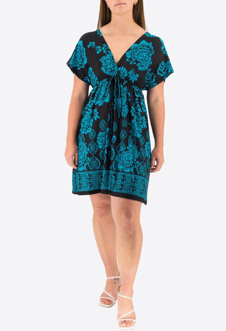 Short Sleeve Floral Mini Dress 525695-4 Short Sleeve Floral Mini Dress 525695-4
