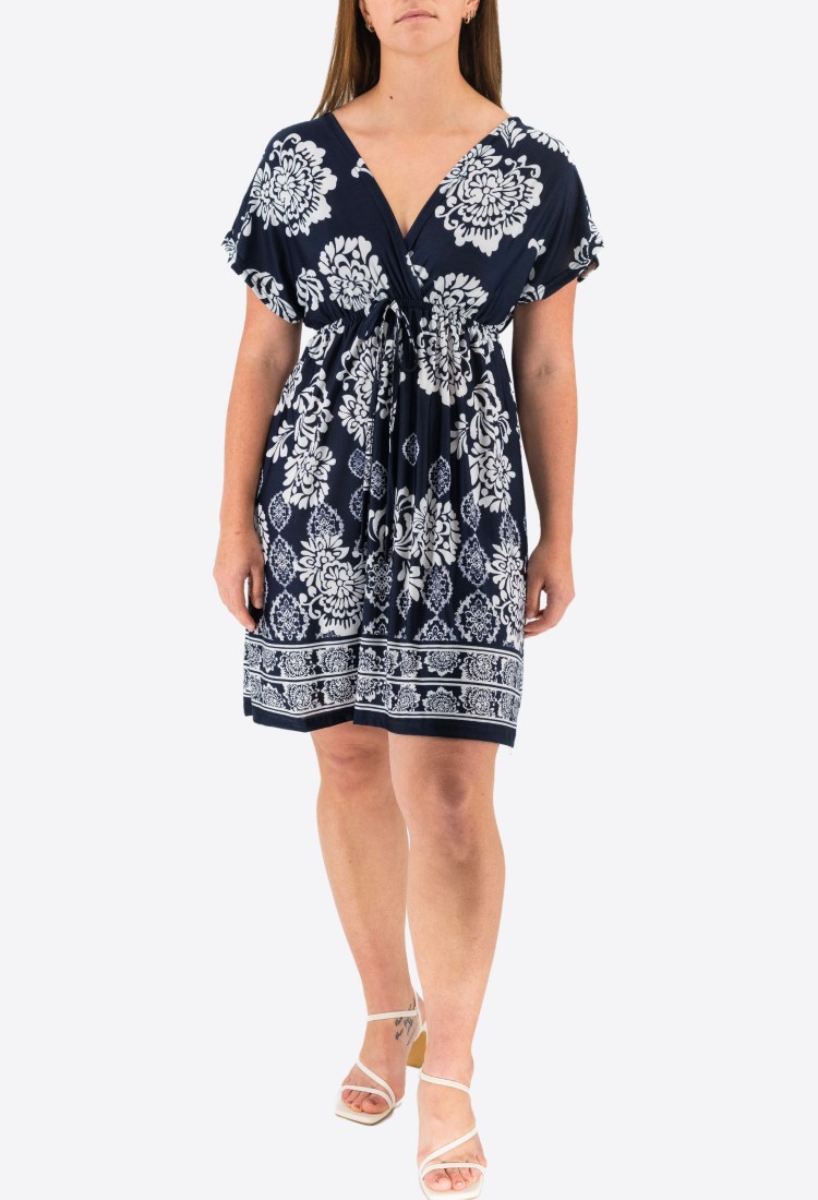 Short Sleeve Floral Mini Dress 525695-4 Short Sleeve Floral Mini Dress 525695-4