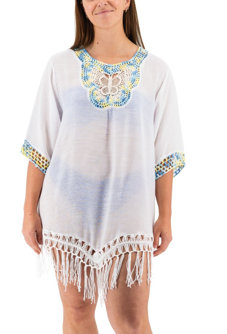 Women's White Kaftan With Embroidery 525678 Women's White Kaftan With Embroidery 525678