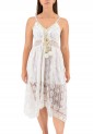 Women's White Dress With Asymmetrical Embroidery 525683 Women's White Dress With Asymmetrical Embroidery 525683