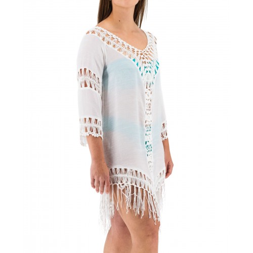 Women's White Kaftan With Embroidery 524081