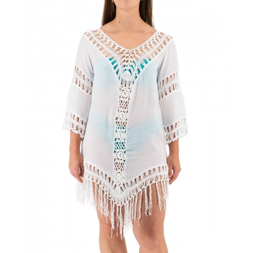 Women's White Kaftan With Embroidery 524081