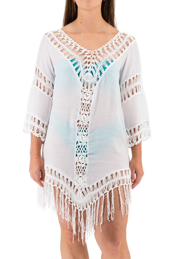 Women's White Kaftan With Embroidery 524081 Women's White Kaftan With Embroidery 524081