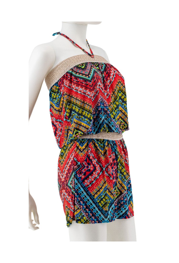 Strapless Shorts Jumpsuit With Belt 525697