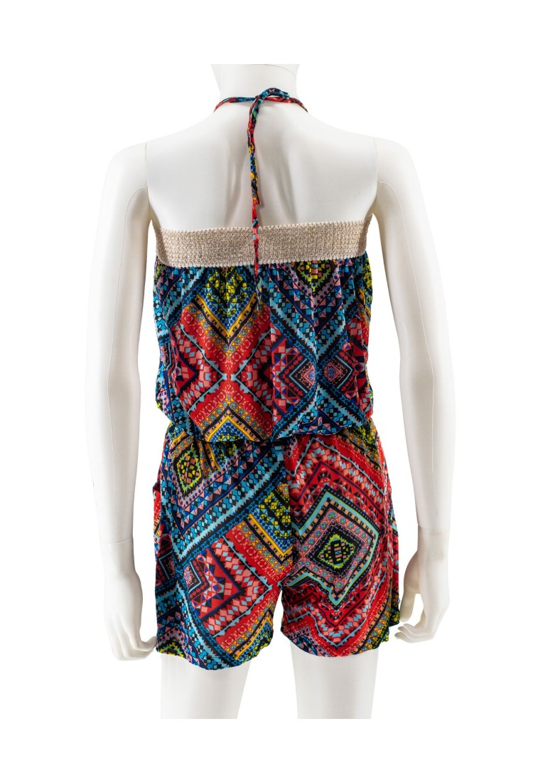 Strapless Shorts Jumpsuit With Belt 525697