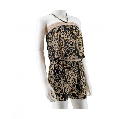 Strapless Shorts Jumpsuit With Belt 525697