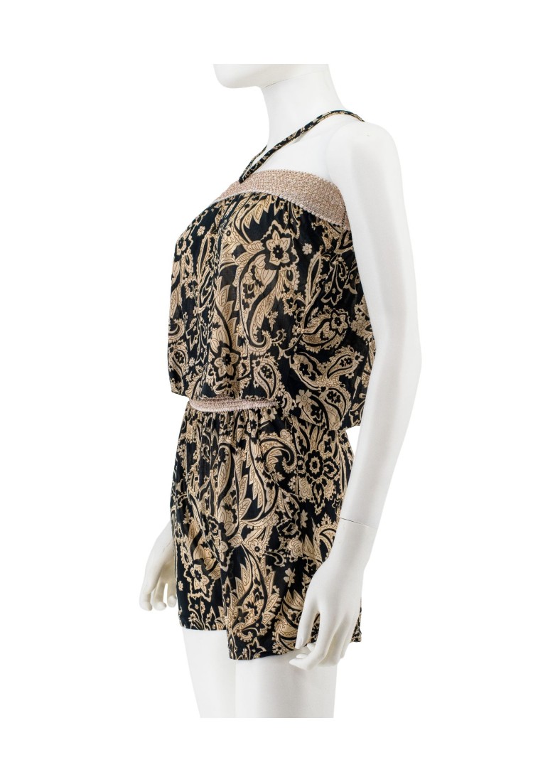 Strapless Shorts Jumpsuit With Belt 525697