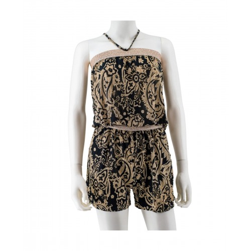 Strapless Shorts Jumpsuit With Belt 525697