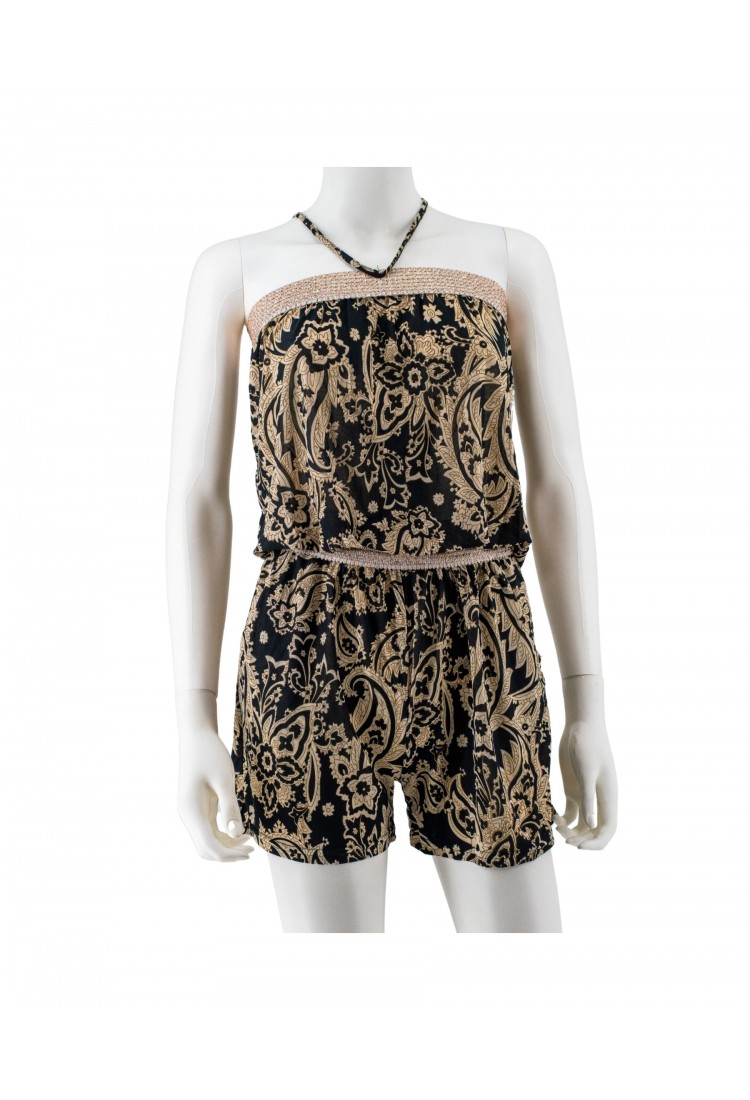 Strapless Shorts Jumpsuit With Belt 525697