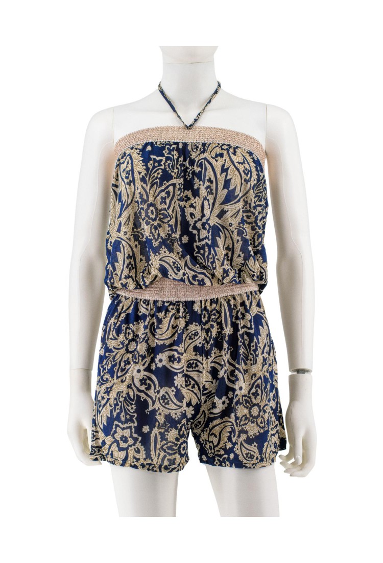 Strapless Shorts Jumpsuit With Belt 525697
