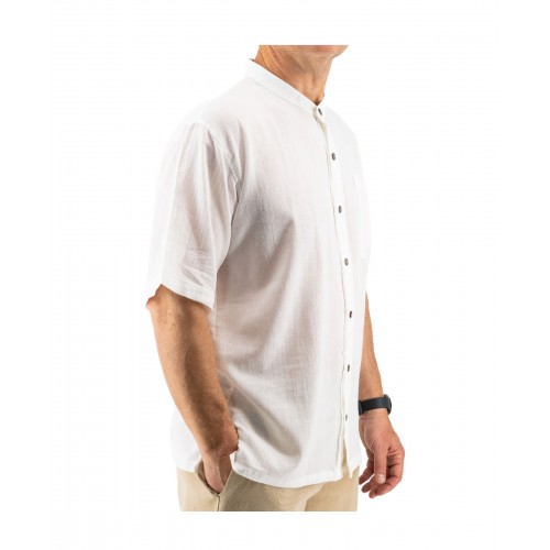 Men's White Cotton Shirt Without Collar 525720
