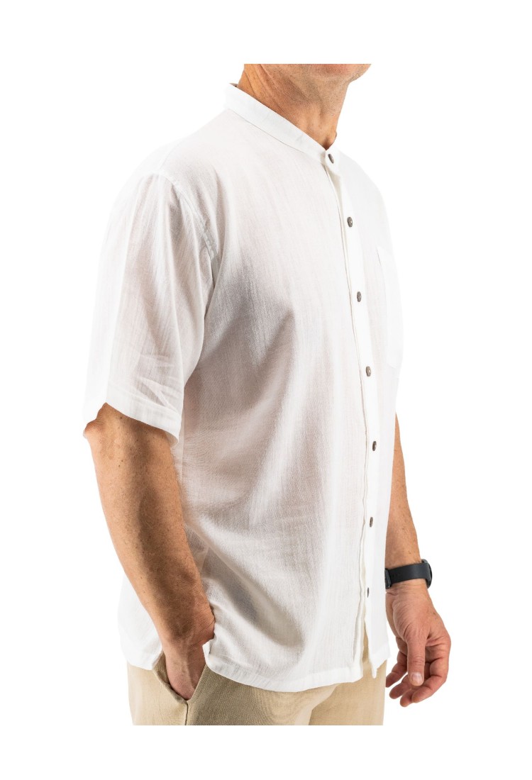 Men's White Cotton Shirt Without Collar 525720